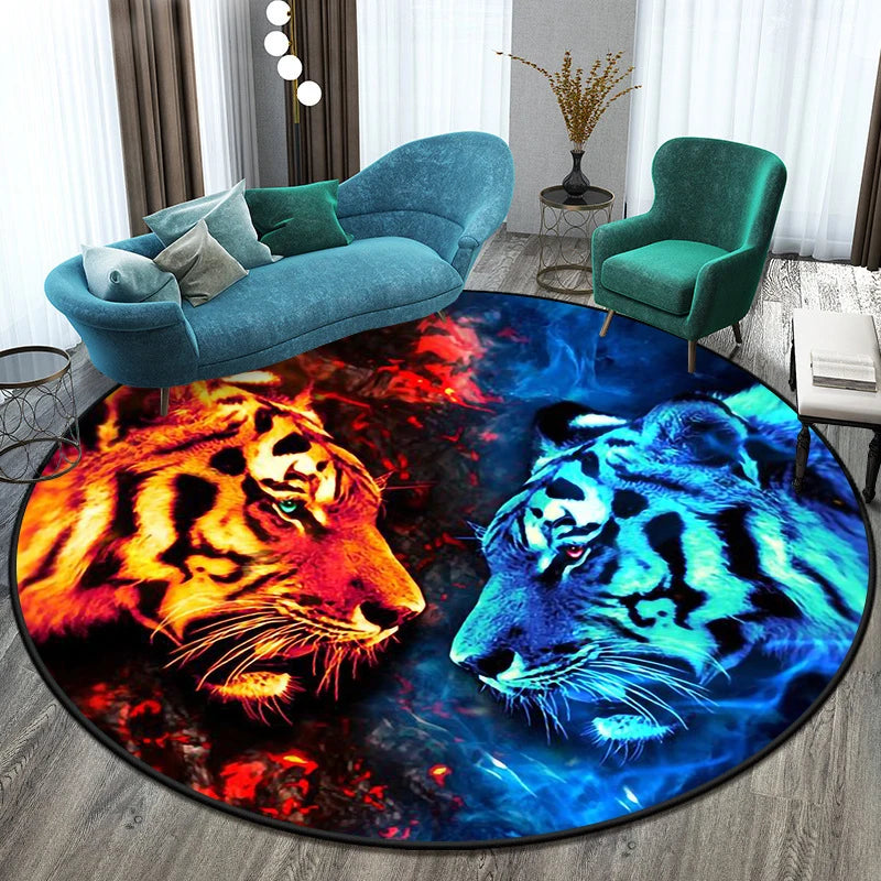 Tiger Round Rug Floor Mats Living Room Rugs Kids  Decor Gifts Restroom     Prayer  Area