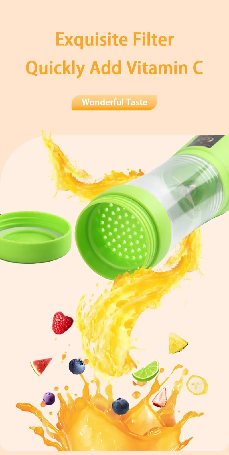 Electric Juicer Mini Portable Blender Fruit Mixers Fruit Extractors Multifunction Juice Maker Machine Blender Smoothies Mixer