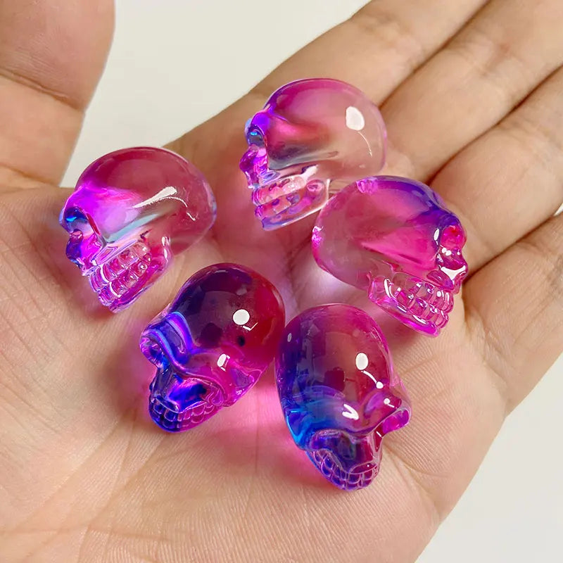 Crystal Skull Glass Carving Jewelry Quartz For Home Decoration Healing Crystals Skull Ornament Reiki Witchcraft Gifts Figurine