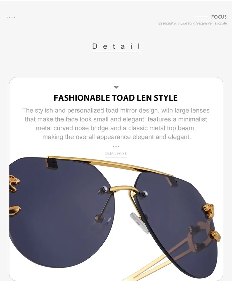 2024 Luxury Brand Sunglasses Men Retro Driving Sunglasses for Women Fashion Rimless Sun Glasses Uv400 Gafas De Sol Hombre