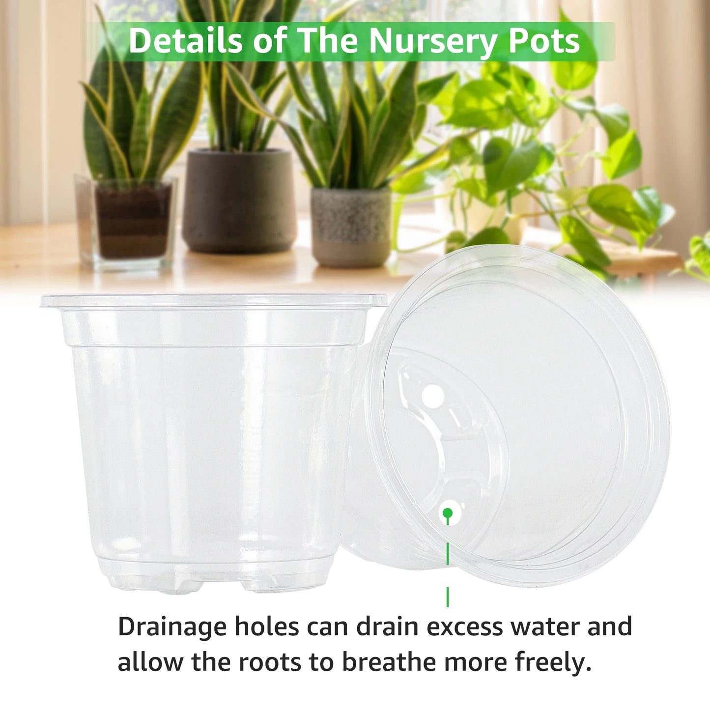 30 Packs 3.5/4/5 Inch Clear Nursery Pots, Transparent Plastic Planter