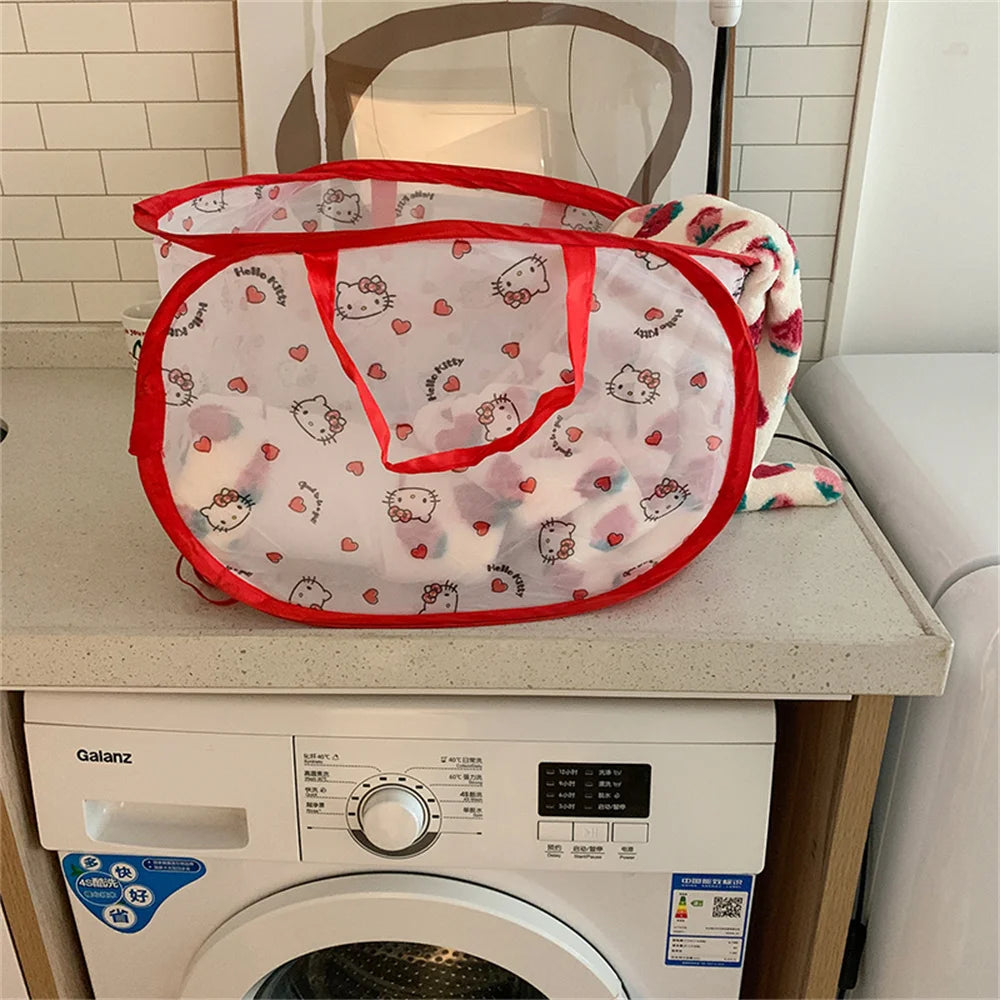Kawaii Hello Kittys Laundry Basket Household Foldable Clothes Storage Basket Dirty Clothes Storage Box Creative Practical Basket
