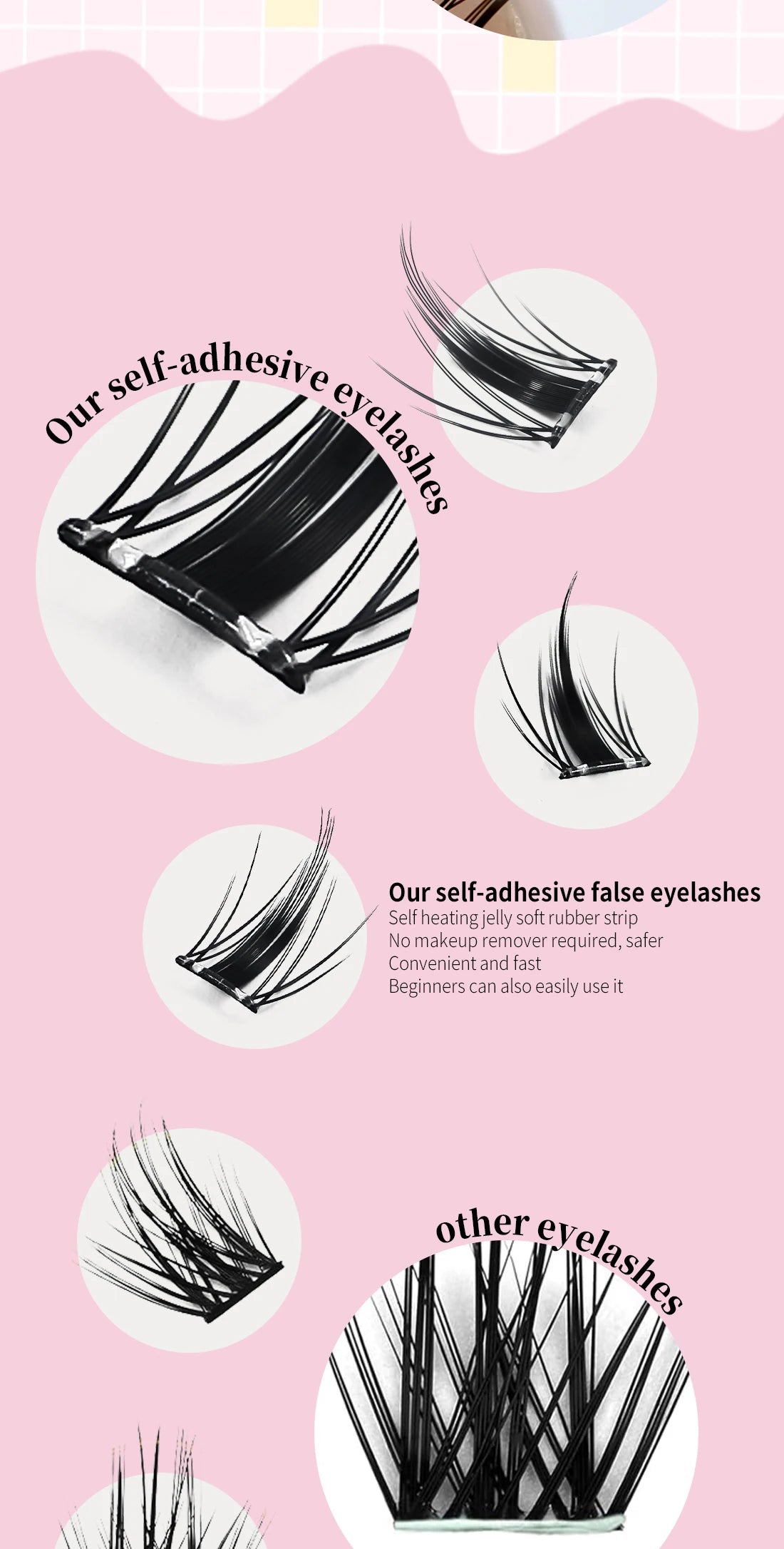 Lash Clusters Set No Glue Needed Self Adhesive Eyelashes Korean Makeup Natural Look Wispy Individual Eyelashes New Manga Lashes