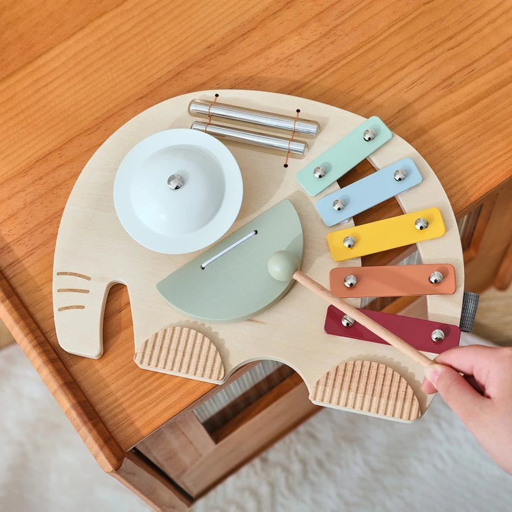Baby Wooden Instruments Toys Educational Children's Musical Toys Elephant Xylophone Toys Newborn Birthday Gifts Music Table Toys