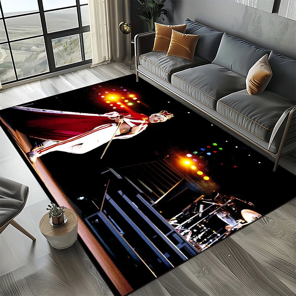 2025 Classics Queen-Rock-Band Freddie Carpet Rug for Living Room Bedroom Home Sofa Decoration,Kid Area Rug Non-slip Floor Mat