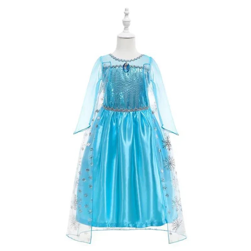 Elsa Dress for Girls Birthday Role Snow Queen Elsa Princess Dresses Kids Halloween Carnival Easter Party Dress Up Girls Costume