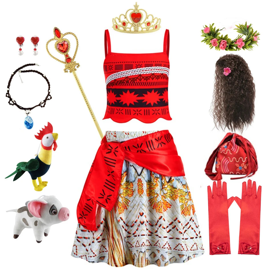 Princess Dress Girl Moana Costume Kids Beach Birthday Party Girls Halloween Outfits