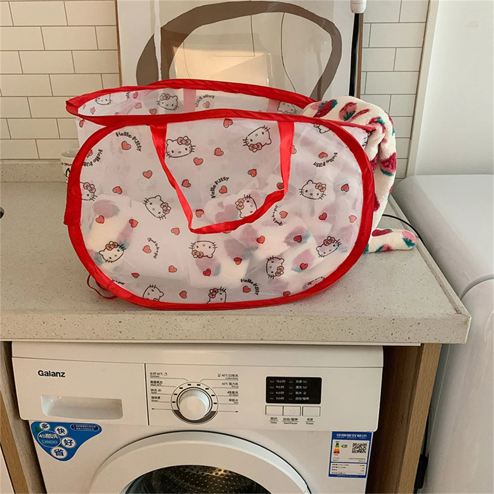 Kawaii Hello Kittys Laundry Basket Household Foldable Clothes Storage Basket Dirty Clothes Storage Box Creative Practical Basket