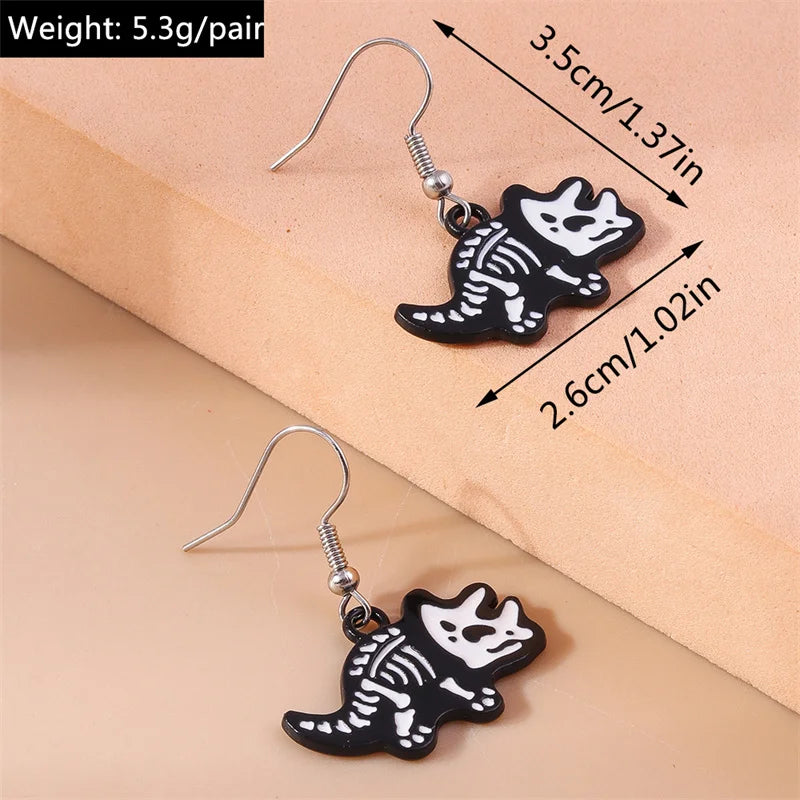 Aihua Fashion Halloween Earrings Enamel Ghost Skeleton Pumpkin Bat Spider Earrings For Women Halloween Night Party Jewelry Gifts