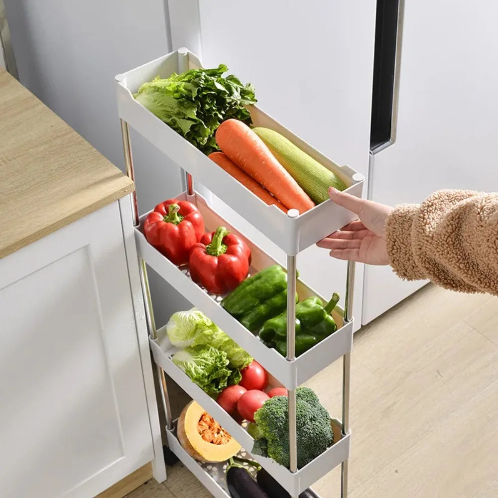 Household Seam Trolley Shelves Removable Kitchen Vegetable Spice Organizer Narrow Bathroom Storage Racks