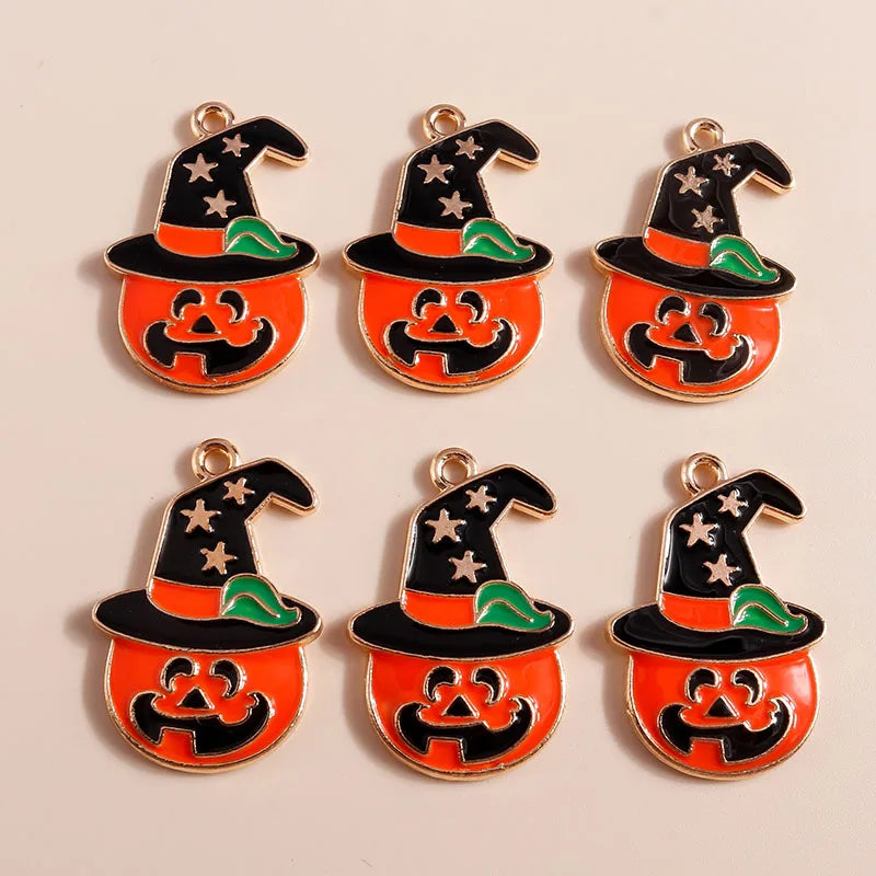 10pcs Enamel Halloween Skull Skeleton Charms Penants for Necklace Earrings DIY Bracelet Handmade Jewelry Accessories Findings