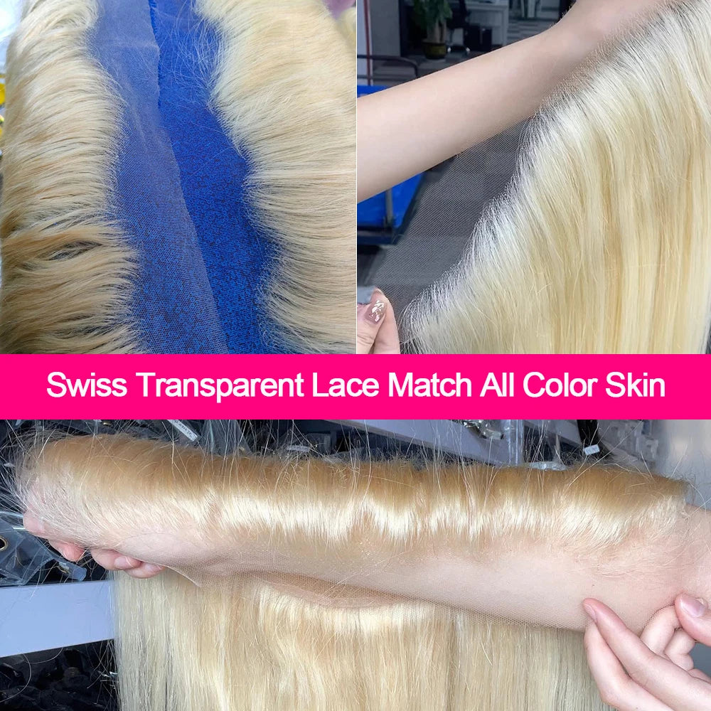 Blonde 613 13x4 Lace Frontal Human Hair Straight Transparent Lace Front Closure Pre Plucked With Baby Hair Brazilian Remy Hair