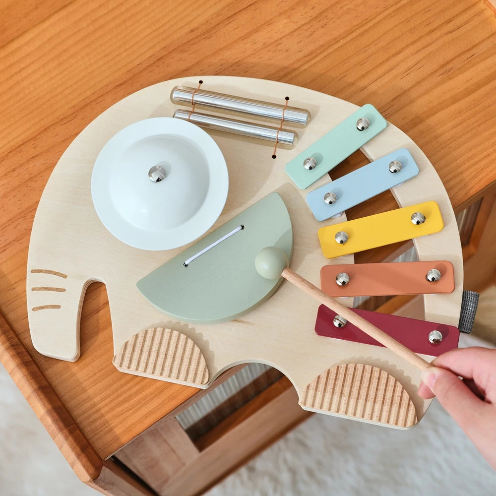 Baby Wooden Instruments Toys Educational Children's Musical Toys Elephant Xylophone Toys Newborn Birthday Gifts Music Table Toys