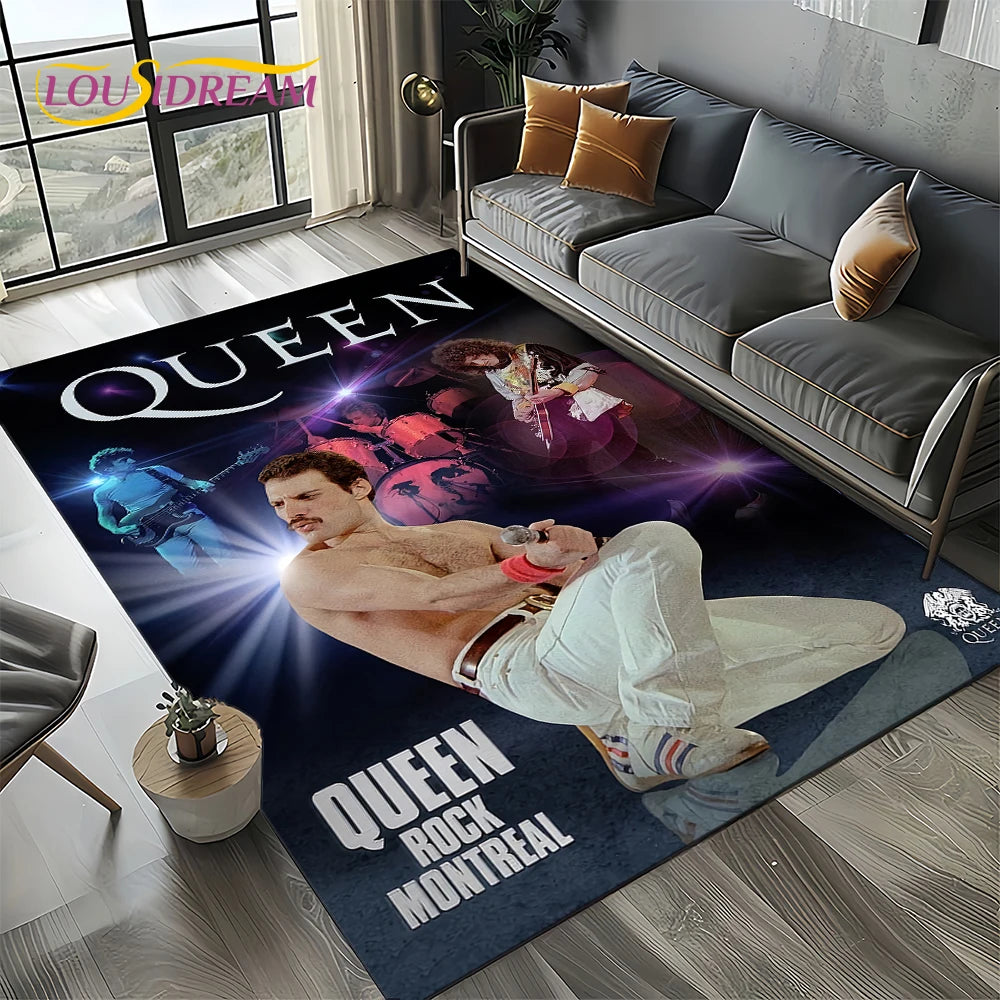 2025 Classics Queen-Rock-Band Freddie Carpet Rug for Living Room Bedroom Home Sofa Decoration,Kid Area Rug Non-slip Floor Mat