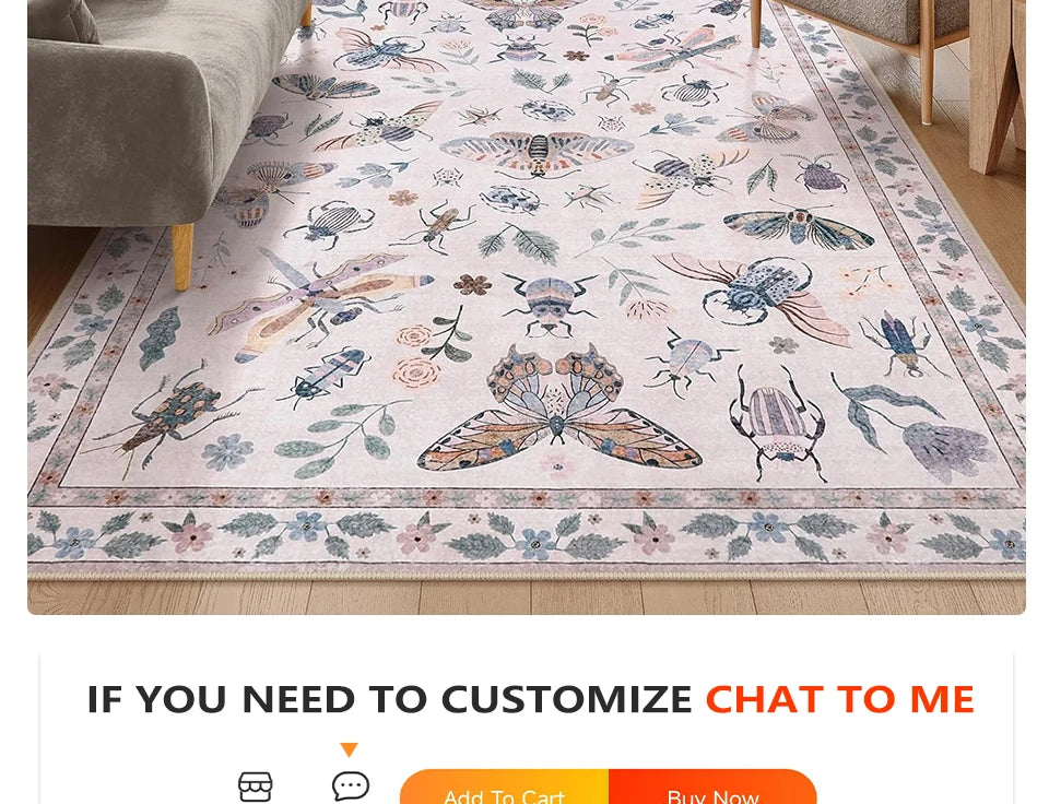 Rug for Living Room Carpet Large Size Bedroom Bedside Floor Mat Green Insect Carpets Tropical Rainforest Home Decoration Rugs