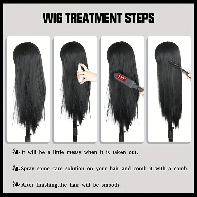 MSTN Synthetic With Bangs Long Straight Red Women's Use Heat Resistant Halloween Cosplay Use Wigs Daily Use