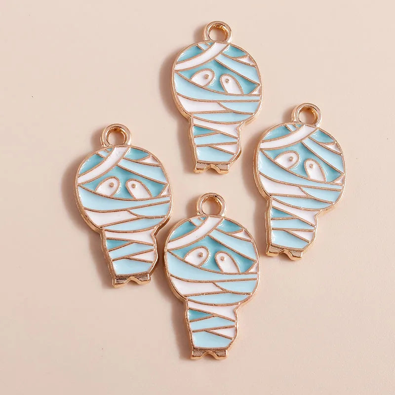 10pcs Enamel Halloween Skull Skeleton Charms Penants for Necklace Earrings DIY Bracelet Handmade Jewelry Accessories Findings