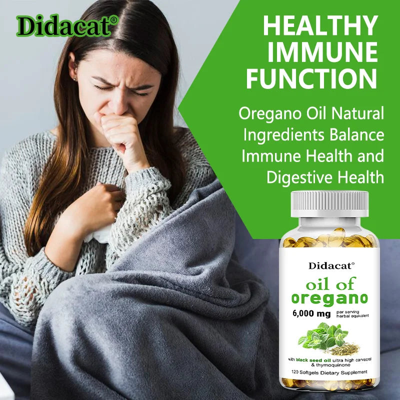 Oregano oil softgels for intestinal health, antioxidant, digestive health, immune support