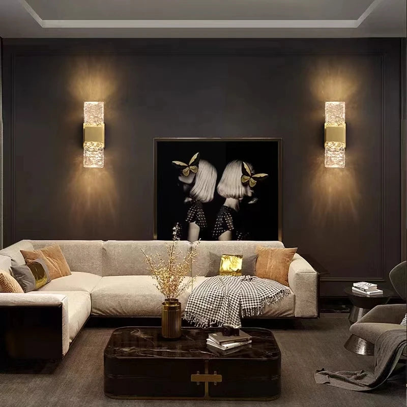 Corrugated Crystal Wall Lamps Modern LED Lighting Indoor Wall Sconces Living Room TV Background Bedroom Aisle Home Decor Lustre