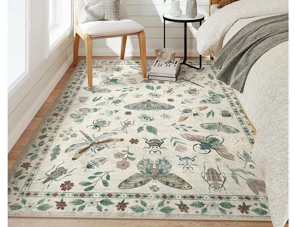 Rug for Living Room Carpet Large Size Bedroom Bedside Floor Mat Green Insect Carpets Tropical Rainforest Home Decoration Rugs