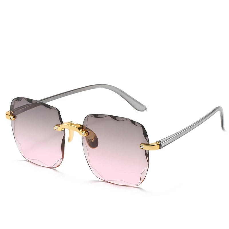 2023 New Rimless Women's Sunglasses Fashion Gradient Lenses Sun glasses Lady Vintage Alloy Legs Classic Designer Shades UV400