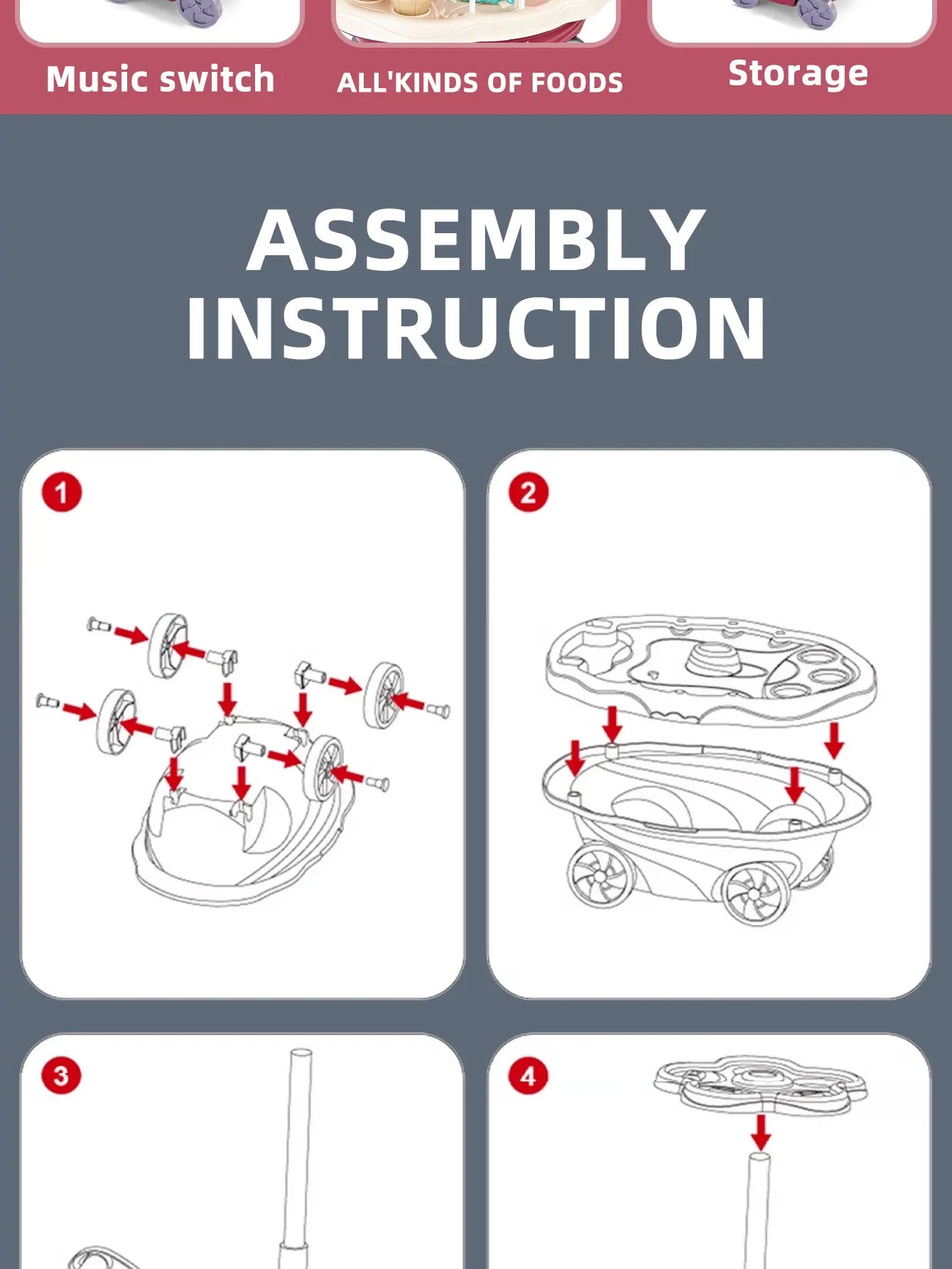Family Play Children's Toys - Light and Music Mini Candy Dessert Cart with Storage Feature Toy Set