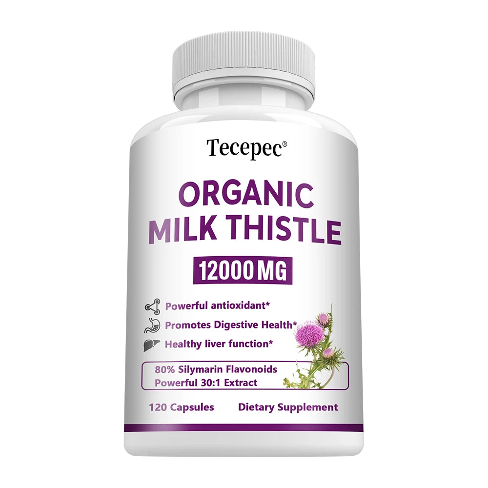 Milk Thistle Capsules - Liver Health, Cardiovascular Protection, Antioxidant Detox Support Promotes Digestive Health