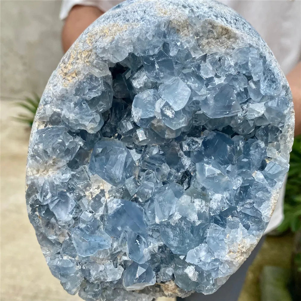 Crystal Stones for Home Decor, Egg Shaped, Natural Blue Celestite, Cluster, Geode Energy, Reiki Healing, Mineral Rock, New