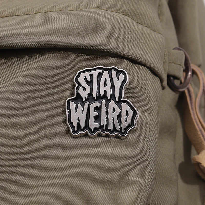 Stay Weird Enamel Pins Grunge Punk Emo Halloween Brooches Lapel Badge Black Gothic Accessories Goth Jewelry Gift