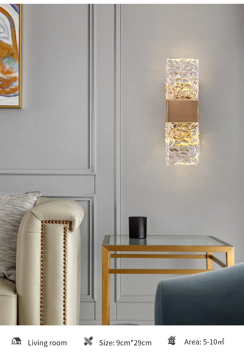 Corrugated Crystal Wall Lamps Modern LED Lighting Indoor Wall Sconces Living Room TV Background Bedroom Aisle Home Decor Lustre
