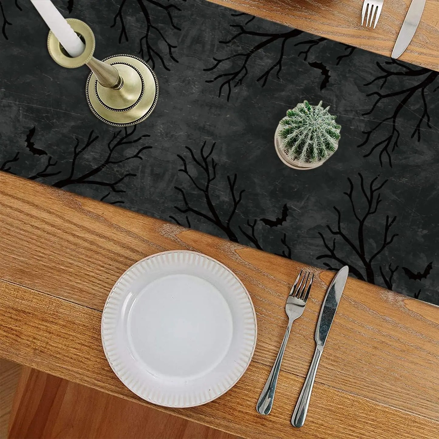 Halloween Bats Broom Not All Witches Live in Salem Holiday Runners Farmhouse Restaurant  Home Kitchen Interiors