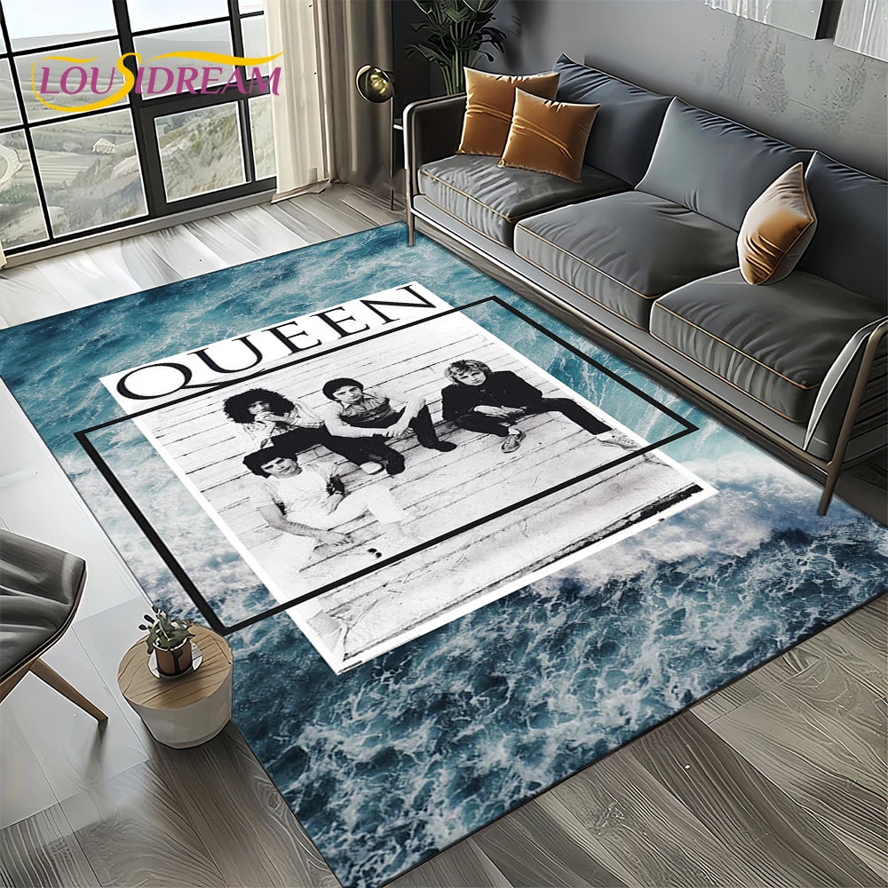 2025 Classics Queen-Rock-Band Freddie Carpet Rug for Living Room Bedroom Home Sofa Decoration,Kid Area Rug Non-slip Floor Mat