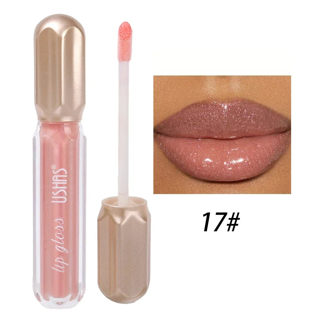Glitter Pearlescent Lip Gloss Moisturizing Lasting Non-Stick Cup Sexy Shimmer Shine Red Liquid Lipsticks Women Makeup Cosmetics