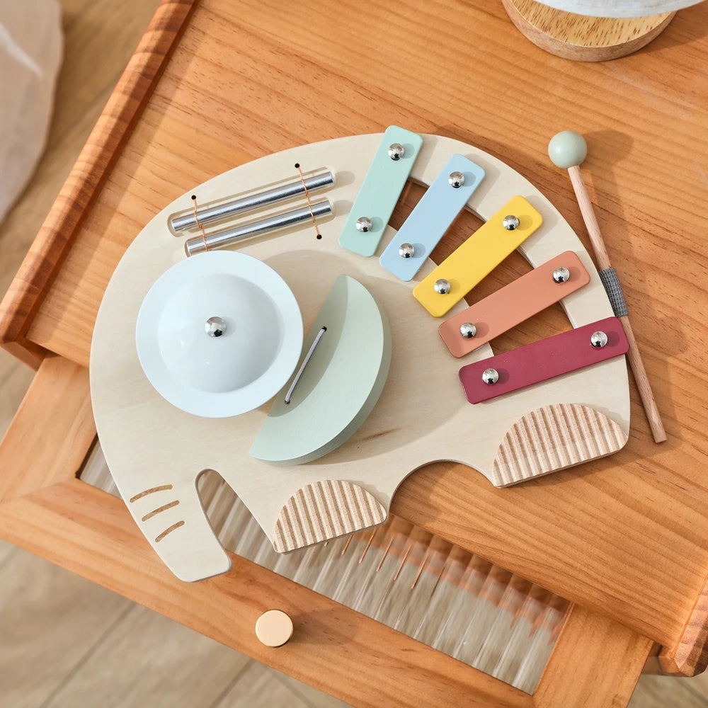 Baby Wooden Instruments Toys Educational Children's Musical Toys Elephant Xylophone Toys Newborn Birthday Gifts Music Table Toys