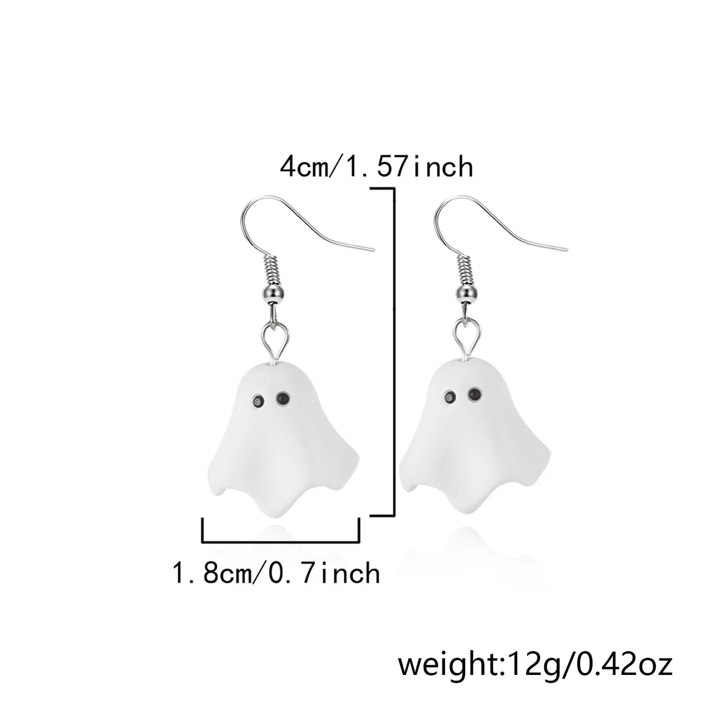 Cute Cartoon White Ghost Dangle Earrings for Women Trendy Creative Funny Monster Earrings Necklace Halloween Jewelry Accessories