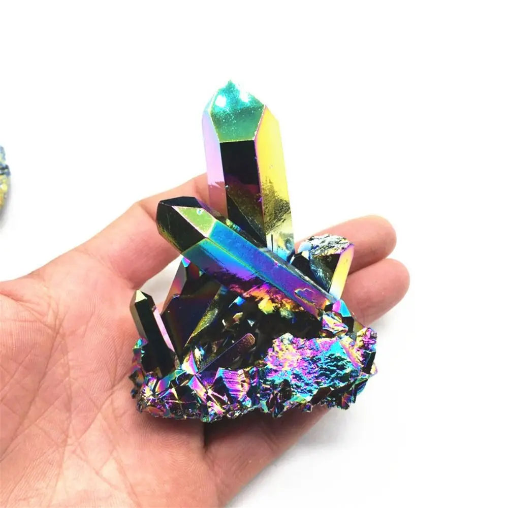 Rainbow Titanium Rough Grinding Quartz Healing Crystals Stone Ornaments Crystal Cluster Specimen Mineral Reiki Stone