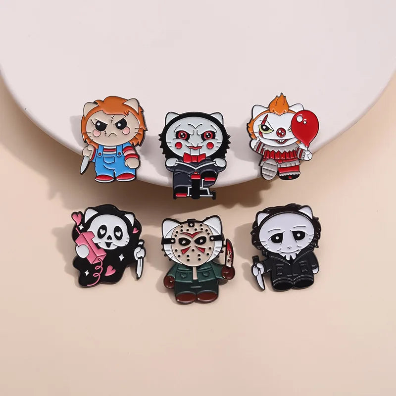 Halloween Horror Skull Enamel Pin Gothic Punk Grave Coffin Tomb Vampire Skeleton Brooches Lapel Badge Jewelry Gifts For Friends