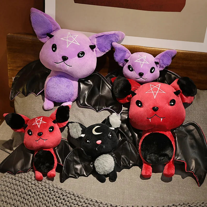 Demon Bat Halloween Plushy Four-color Demon Bat Cartoon Soft Model Kids Christmas Halloween Holiday Gifts Horror Style Home Deco
