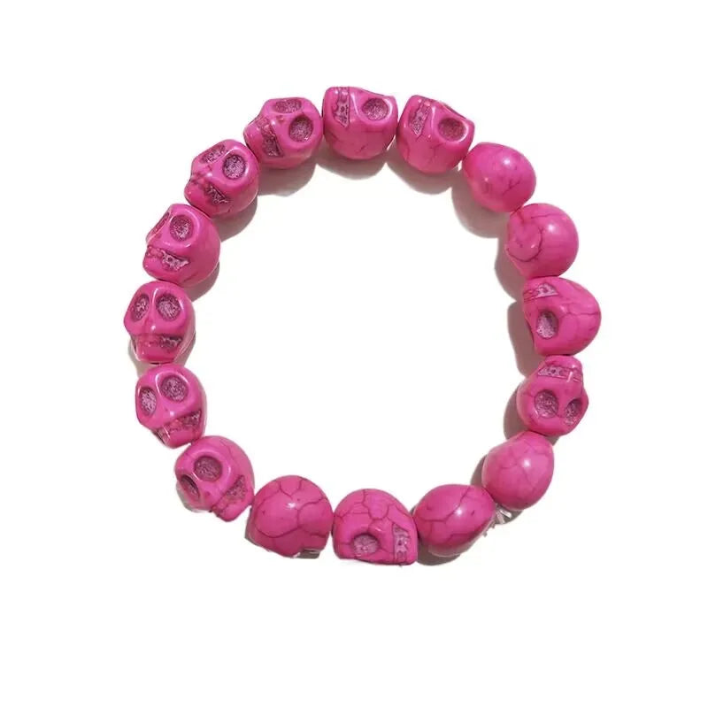 Gothic Lolita Cosplay Harajuku New cool girl skull punk hip hop white black skeleton Turquoise bracelet Halloween Cosplay props