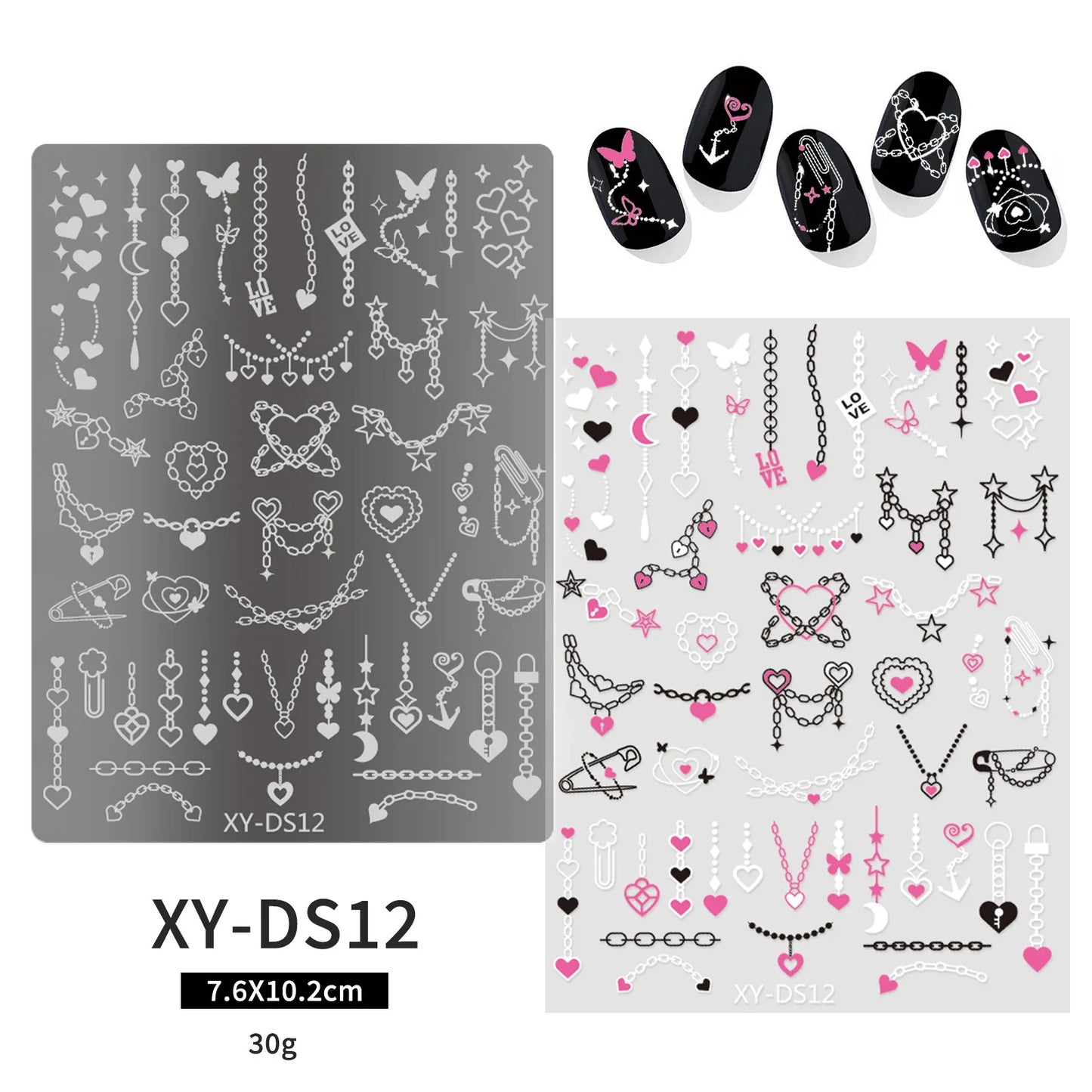 Halloween Nail Stamping Plates Nail Art Templates Printing Rose Leaves Moon Butterfly French Nails Image Stainless Stencil Tool