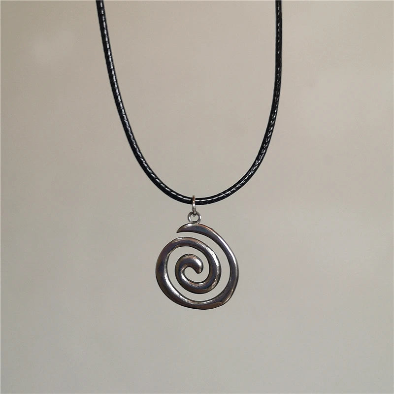 Goth Irregular Heart Cross Vortex Pendant Snake Rope Chain Necklace For Women Men Grunge Y2K 90s Punk Halloween EMO Accessories