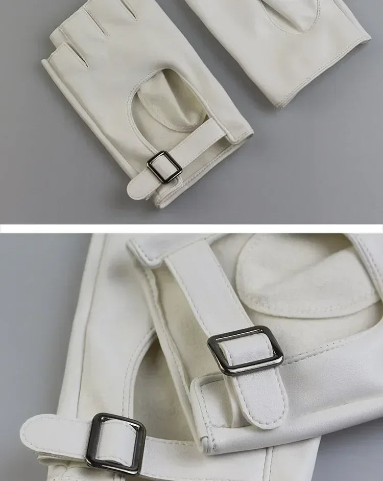 Women Halloween PU Leather Waterproof  Fingerless Gloves Female Half Finger Driving Cycling New Fashion Punk Gloves Dance Gloves