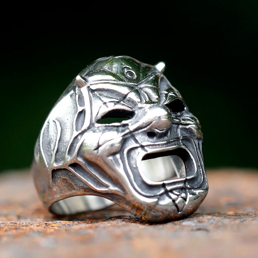 2023 Men's Flowers Skull Mask Ring Gothic 316L Stainless Steel Anel Motorcycle Band jewellery Party Halloween Gift free shipping