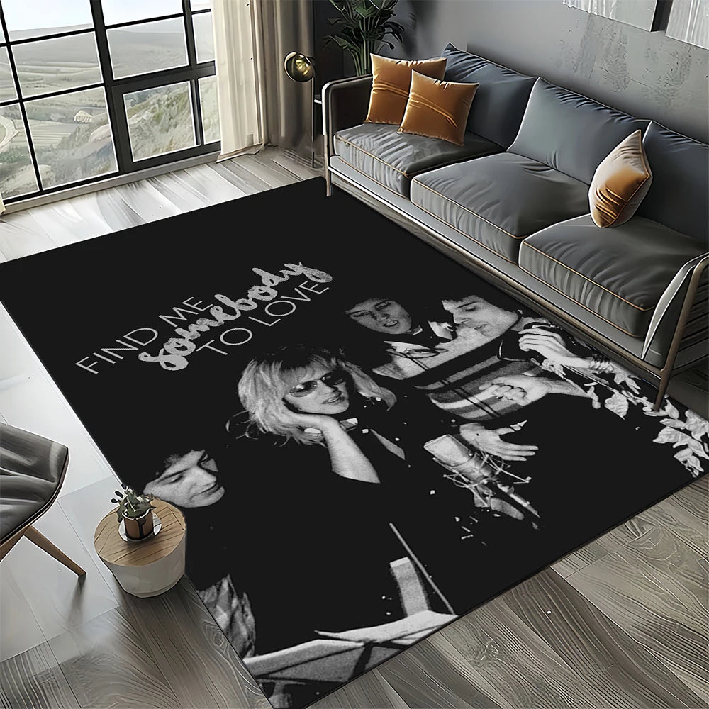 2025 Classics Queen-Rock-Band Freddie Carpet Rug for Living Room Bedroom Home Sofa Decoration,Kid Area Rug Non-slip Floor Mat