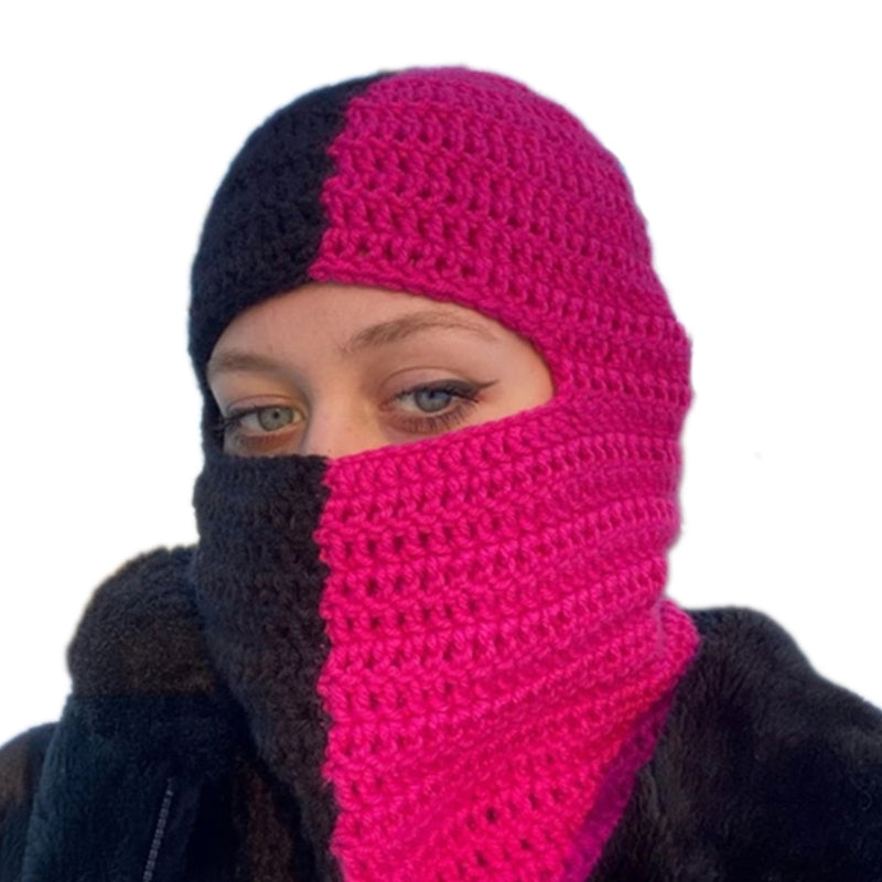 Terrifying Ghost Knitted Winter Balaclava Bucket Hat Full-Head Halloween Cosplay