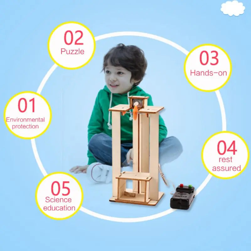 Children's Puzzle Toys Science Experiment Puzzle Kit Creative Education DIY Electric Elevator Lift Model School Teaching Aids
