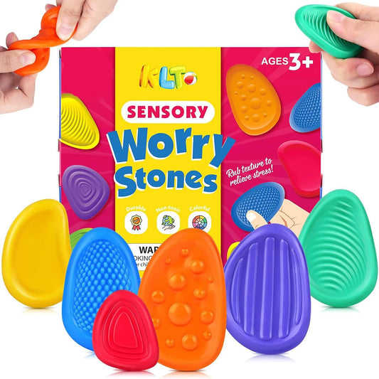 2025 Fidget Toys Adults Sensory Silicone Stone 6 Pack Textured for Autism Kids Calming Down Fidget Stress Relief Toys