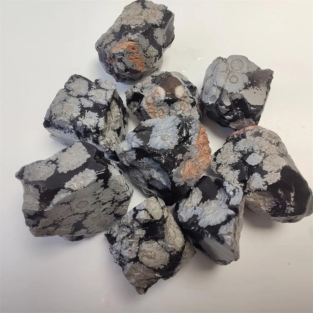 Natural Raw Snowflake Obsidian Material Stone Rough Crystal Healing Stone Reiki Healing Energy Healing Stone Home Decoration