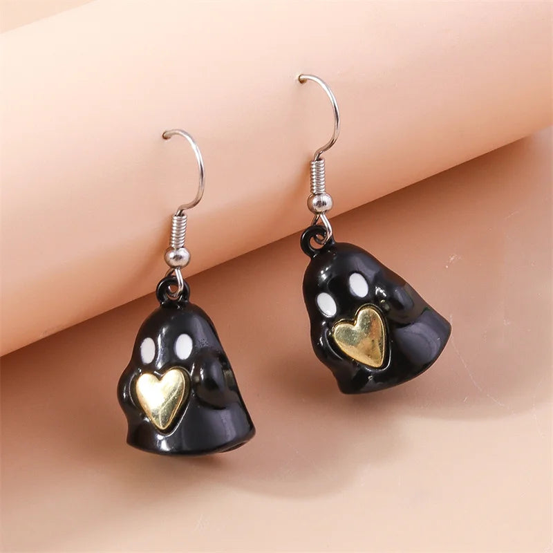 Aihua Fashion Halloween Earrings Enamel Ghost Skeleton Pumpkin Bat Spider Earrings For Women Halloween Night Party Jewelry Gifts