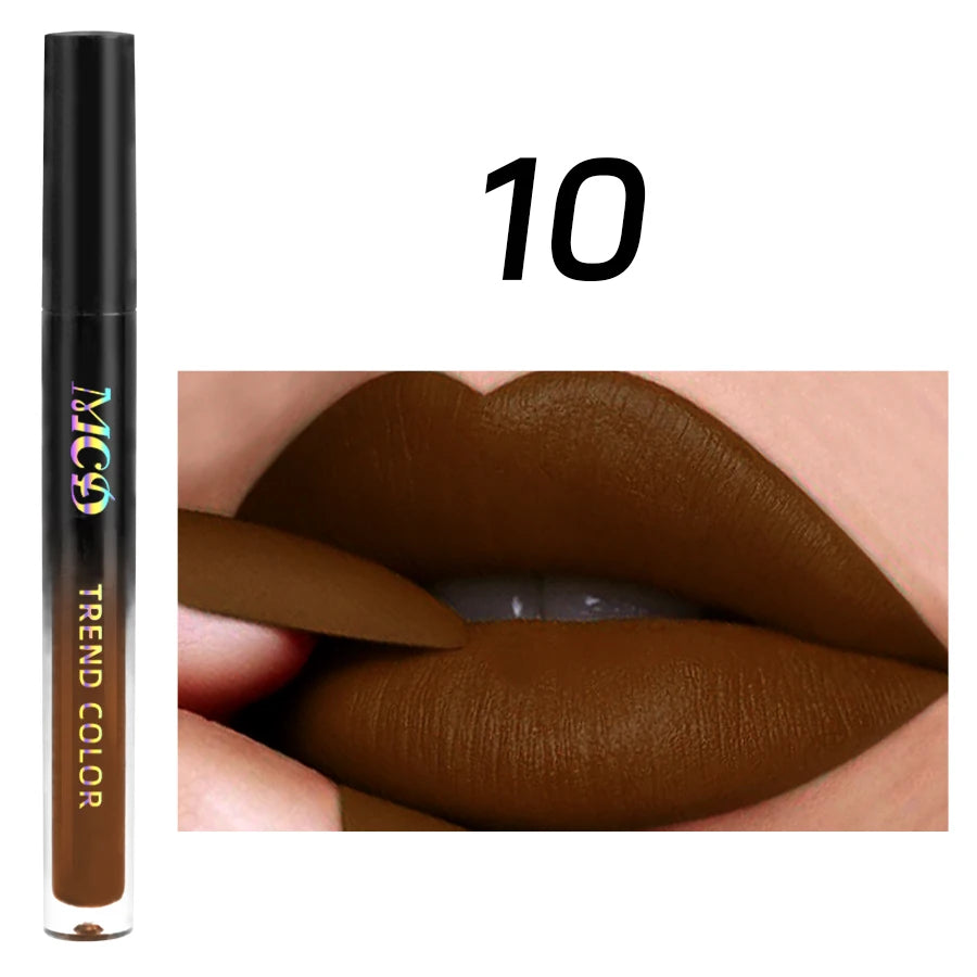 Richly Pigmented Matte Velvet Brown Lip Gloss - Non-Stick, Long Lasting, Velvety Smooth Finish - Hydrating Lip Glaze & Lip Mud M